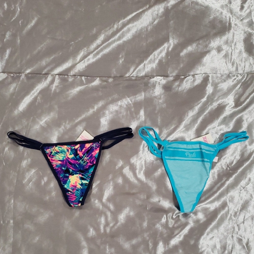 Brand New 2 Pair Of Pink Victoria's Secret Women's Thong Panties